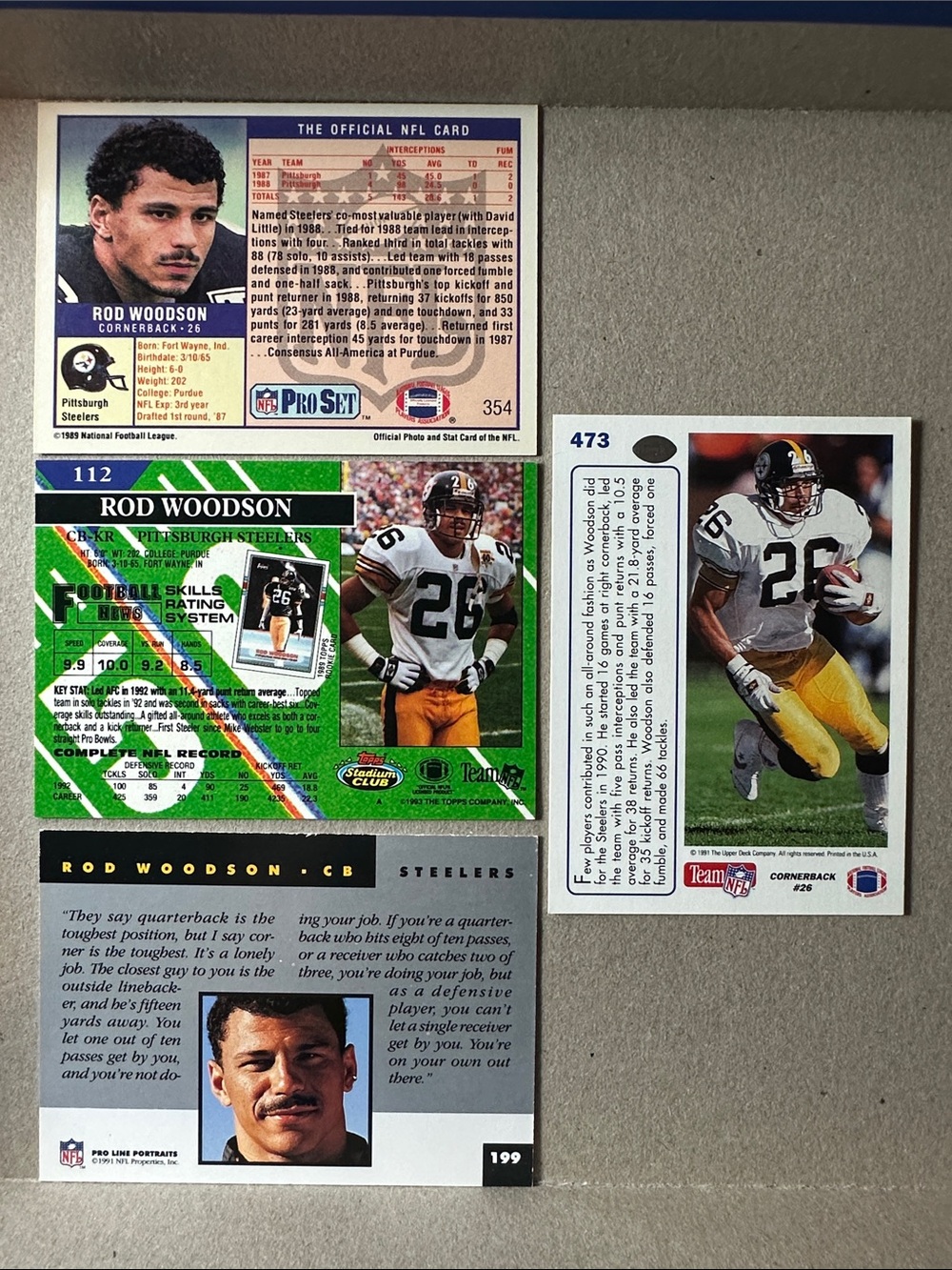 Rod Woodson with Jack Ham/Terry Bradshaw Steelers legends lot of 18 - Picture 5 of 13